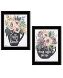 Set Of Two More Coffee Please or Coffee Break Black Framed Print Kitchen Wall Art - Homeroots - Flyclothing LLC