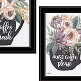 Set Of Two More Coffee Please or Coffee Break Black Framed Print Kitchen Wall Art - Homeroots - Flyclothing LLC