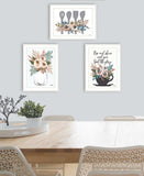 Set Of Three Rise and Shine White Framed Print Kitchen Wall Art - Homeroots - Flyclothing LLC