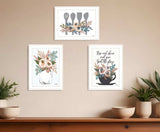 Set Of Three Rise and Shine White Framed Print Kitchen Wall Art - Homeroots - Flyclothing LLC