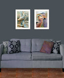 Set Of Two Blue Heron Duet White Framed Print Wall Art - Homeroots - Flyclothing LLC