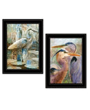 Set Of Two Blue Heron Duet Black Framed Print Wall Art - Homeroots - Flyclothing LLC