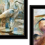 Set Of Two Blue Heron Duet Black Framed Print Wall Art - Homeroots - Flyclothing LLC