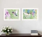 Set Of Two Humming Bird 1 and 2 White Framed Print Wall Art - Homeroots - Flyclothing LLC