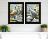 Set Of Two Marsh Herons I and Sea II Black Framed Print Wall Art - Homeroots - Flyclothing LLC