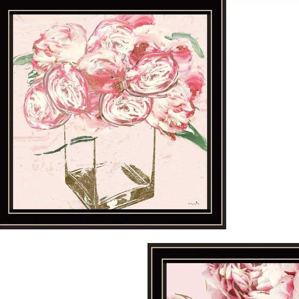 Set Of Two The Peonies 1 Black Framed Print Wall Art - Homeroots - Flyclothing LLC