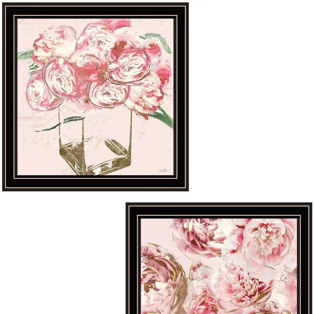 Set Of Two The Peonies 1 Black Framed Print Wall Art - Homeroots - Flyclothing LLC