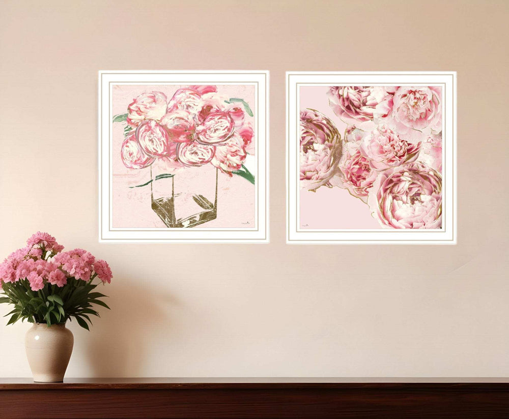 Set Of Two The Peonies 2 White Framed Print Wall Art - Homeroots - Flyclothing LLC
