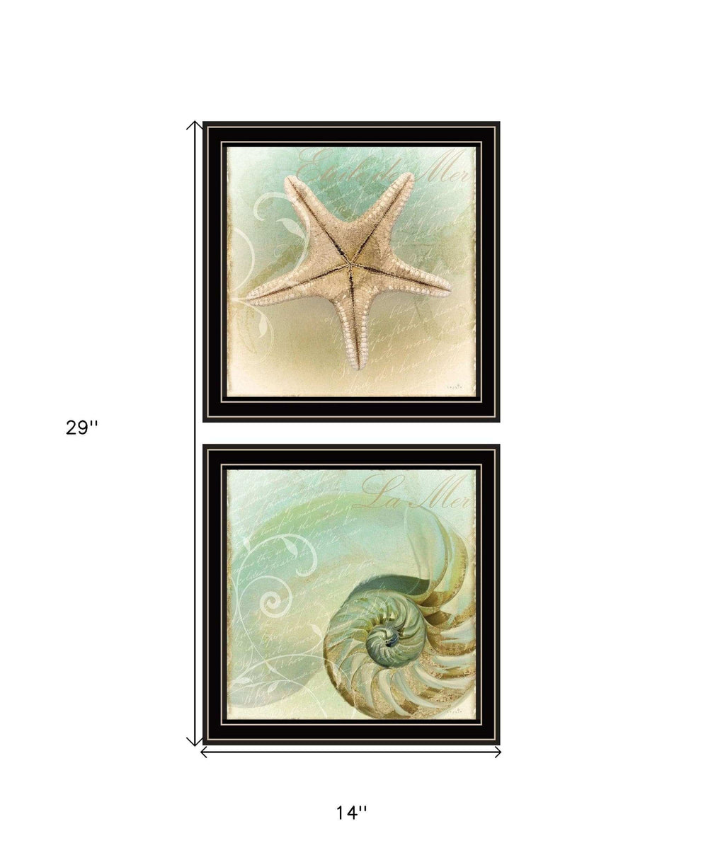 Set Of Two The Sea I and Sea II 1 Black Framed Print Wall Art - Homeroots - Flyclothing LLC