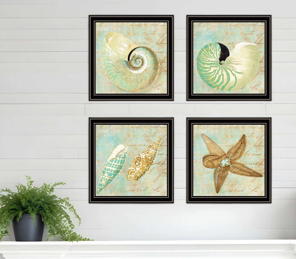 Set Of Four Ocean 1 Black Framed Print Wall Art - Homeroots - Flyclothing LLC