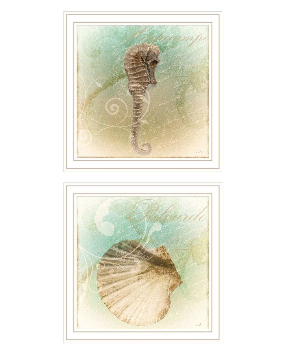 Set Of Two The Sea III and Sea IV 2 White Framed Print Wall Art - Homeroots - Flyclothing LLC
