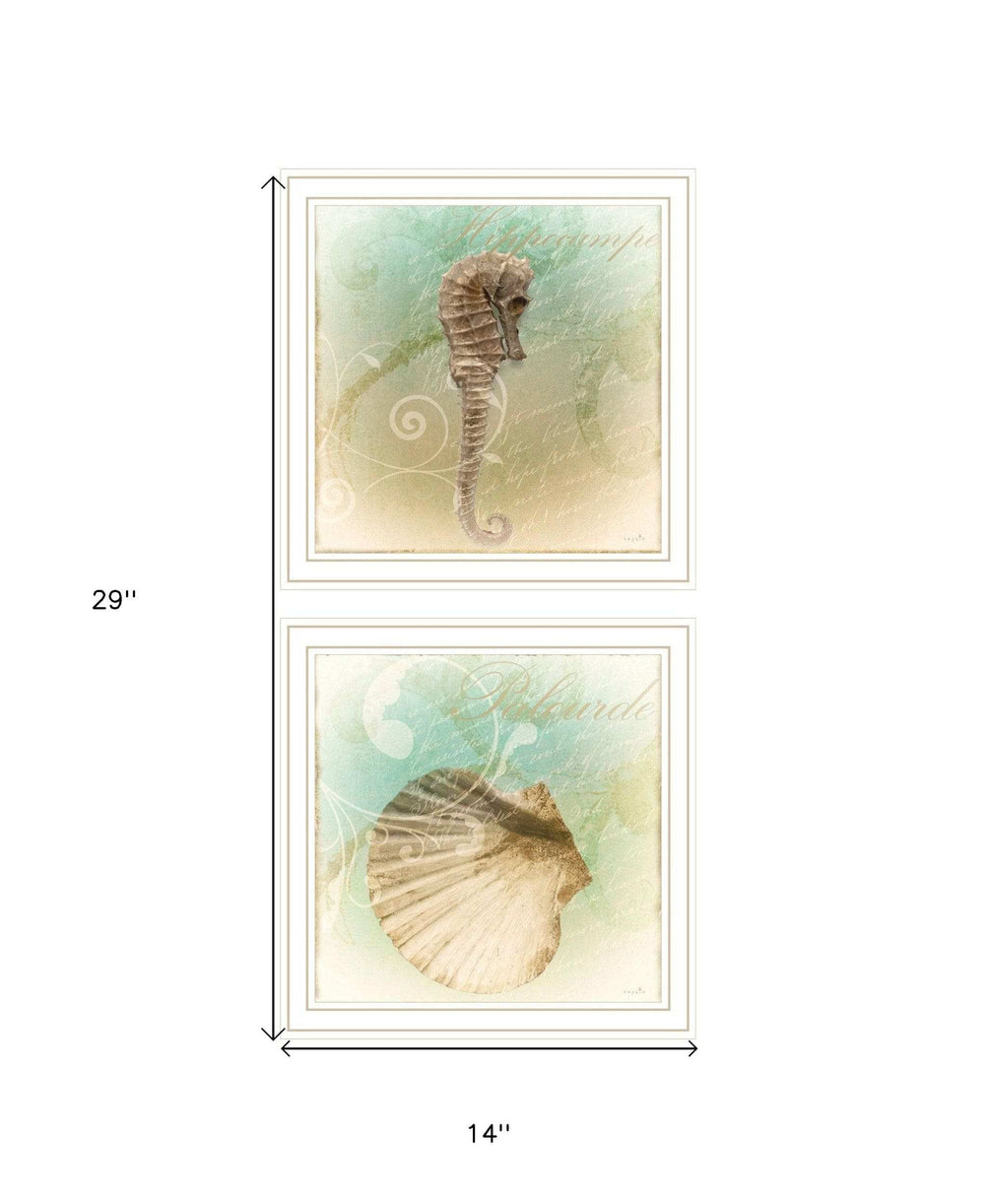 Set Of Two The Sea III and Sea IV 2 White Framed Print Wall Art - Homeroots - Flyclothing LLC