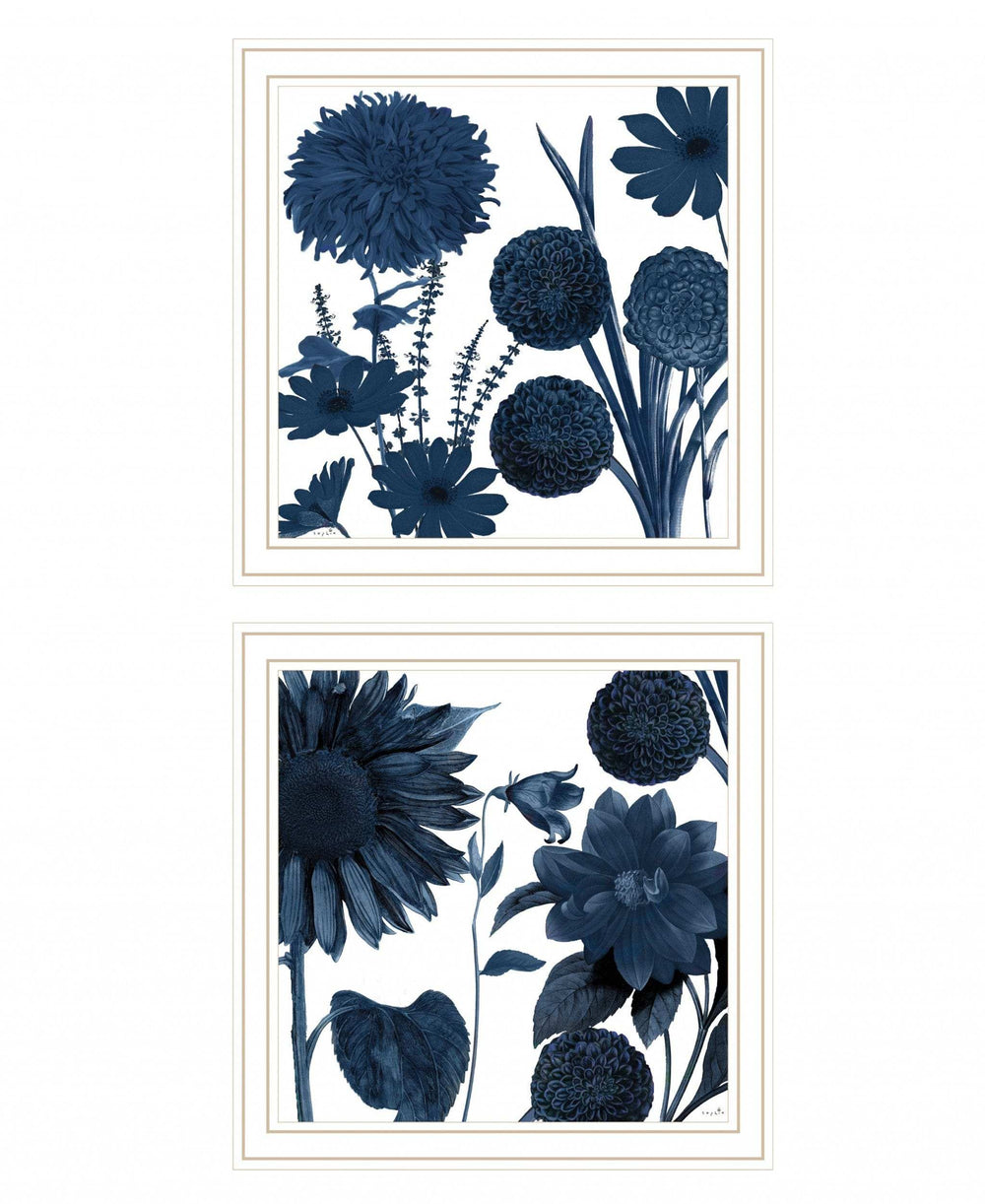 Set Of Two Sunflower Blues 2 White Framed Print Wall Art - Homeroots - Flyclothing LLC