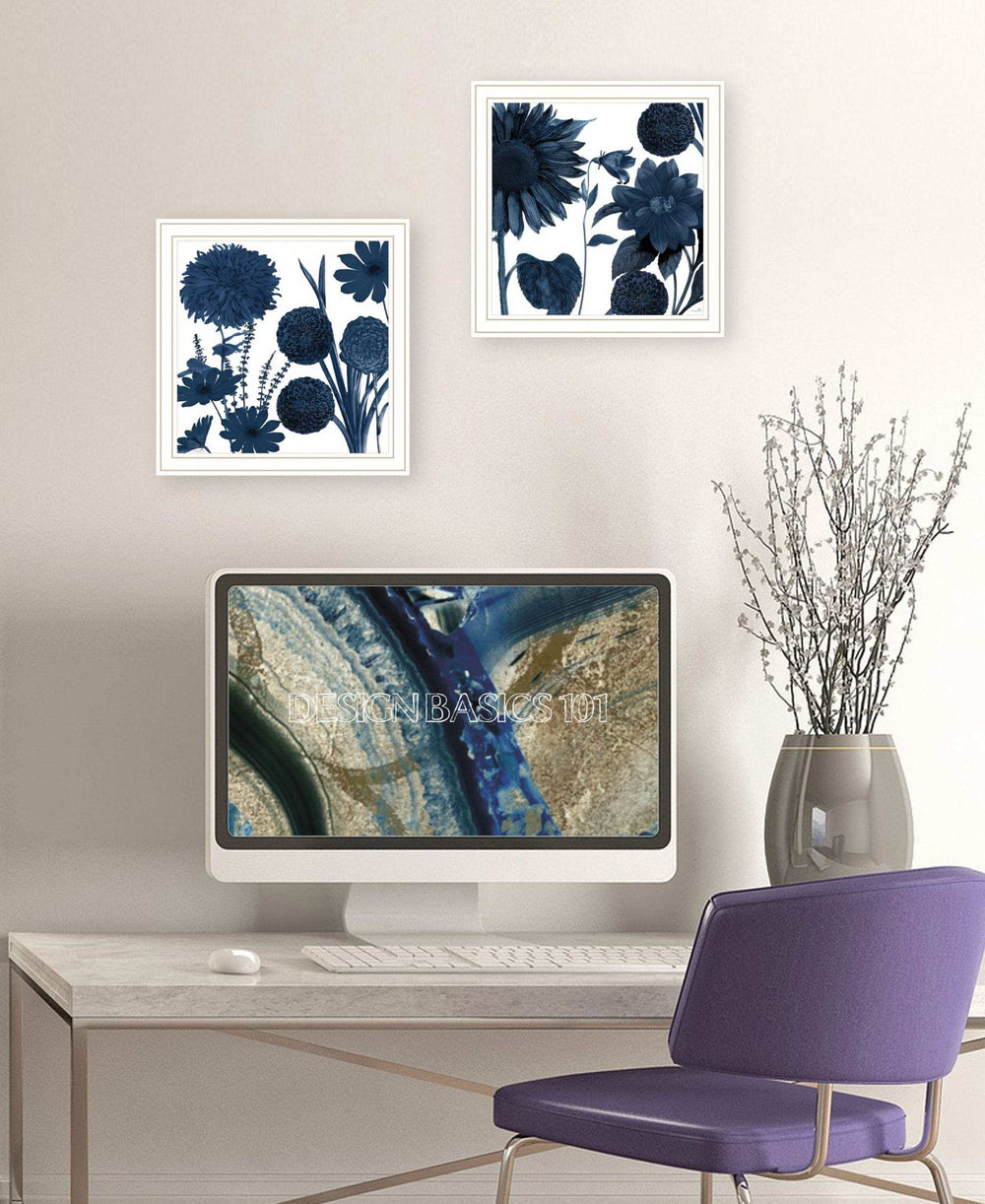 Set Of Two Sunflower Blues 2 White Framed Print Wall Art - Homeroots - Flyclothing LLC