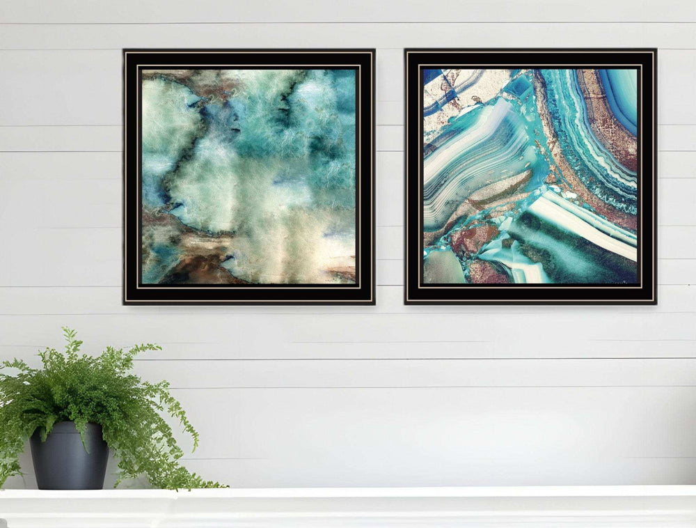 Set Of Two Earth tones I and Sea II 1 Black Framed Print Wall Art - Homeroots - Flyclothing LLC