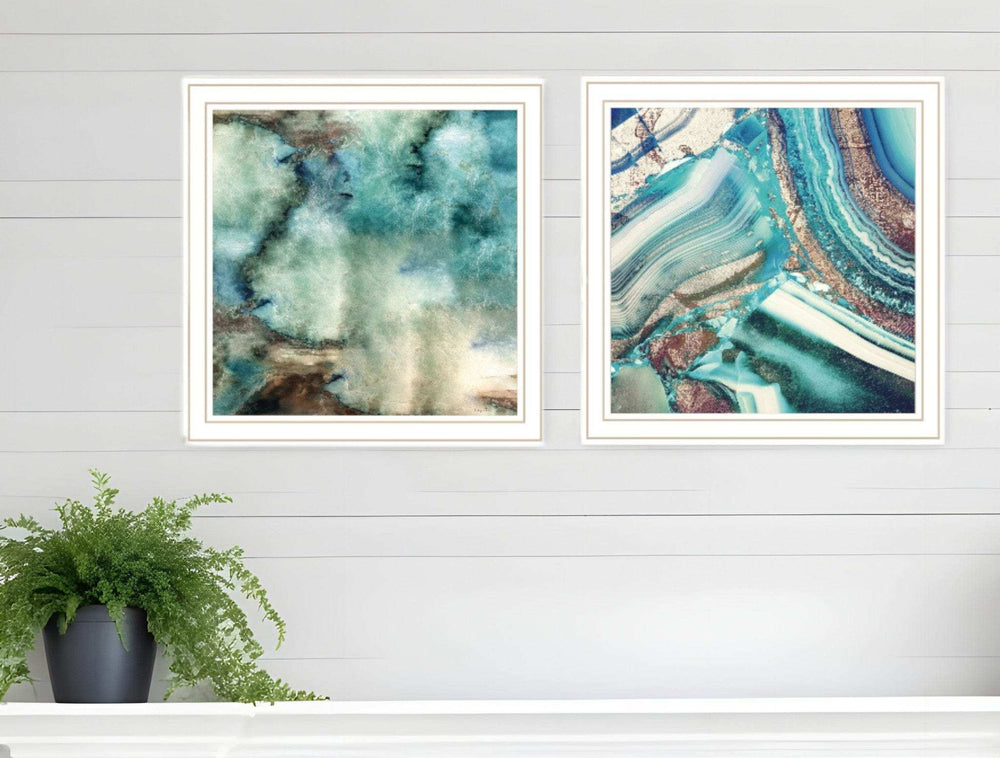 Set Of Two Earth tones I and Sea II 2 White Framed Print Wall Art - Homeroots - Flyclothing LLC