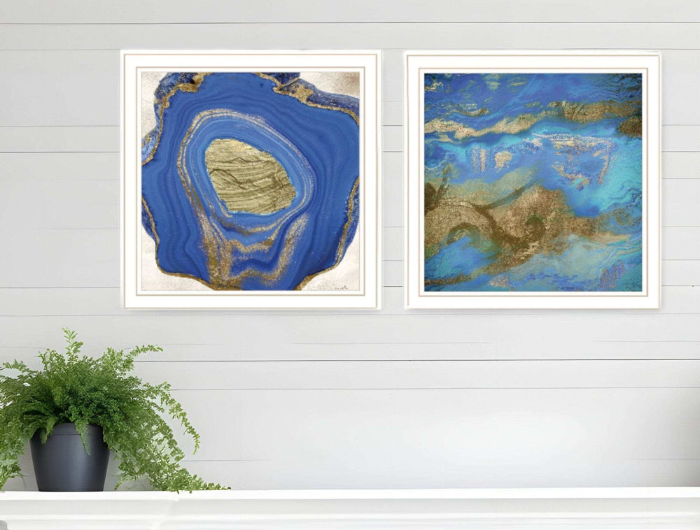 Set Of Two Perisse Cobalt 2 White Framed Print Wall Art - Homeroots - Flyclothing LLC