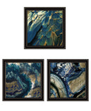 Set Of Three Deep Blue 1 Black Framed Print Wall Art - Homeroots - Flyclothing LLC