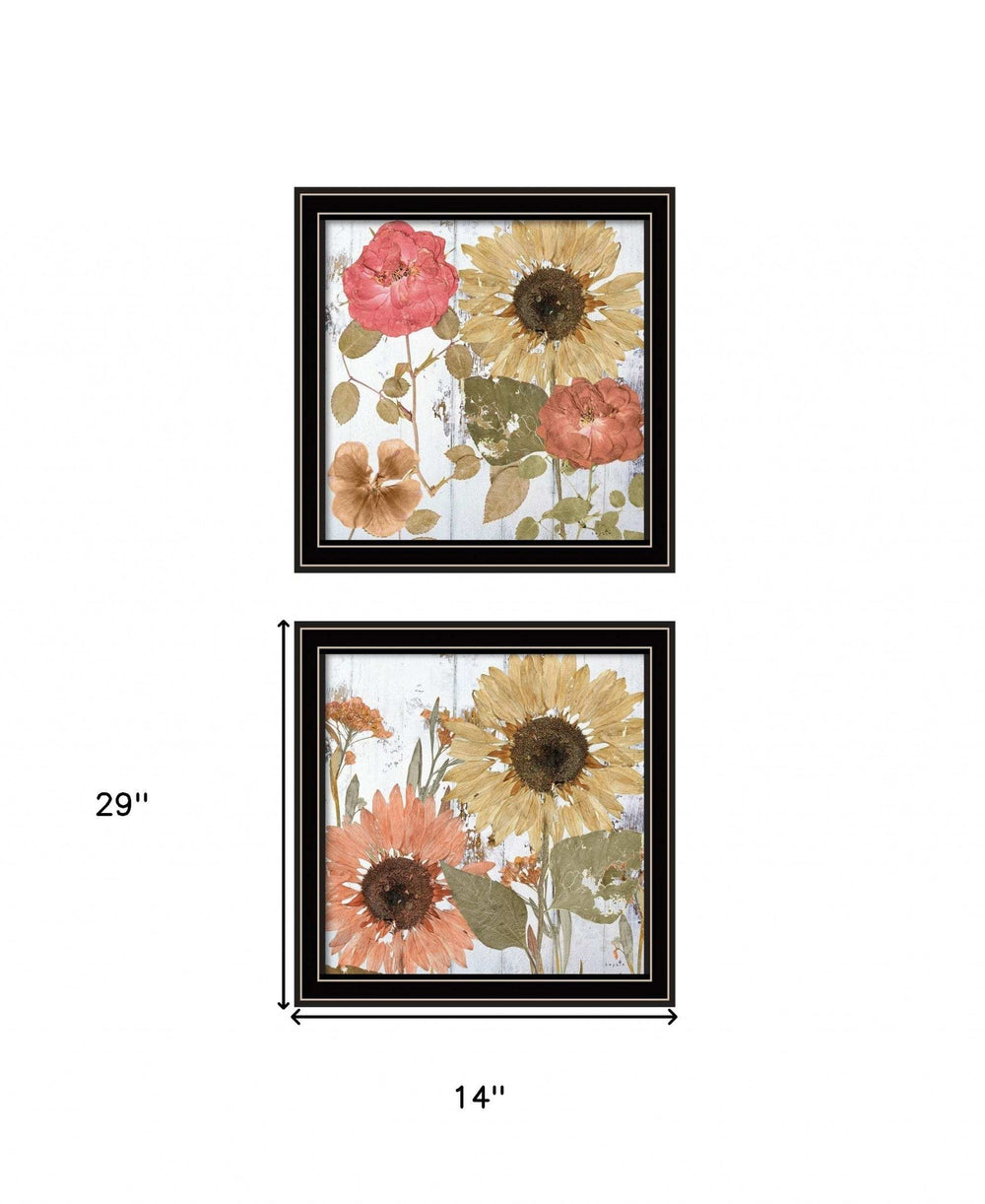 Set Of Two Earth to Petals 1 Black Framed Print Wall Art - Homeroots - Flyclothing LLC