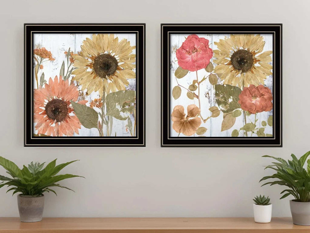 Set Of Two Earth to Petals 1 Black Framed Print Wall Art - Homeroots - Flyclothing LLC