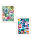 Set Of Two Succulents Paradise and Tropical Flowers White Framed Print Wall Art - Homeroots - Flyclothing LLC