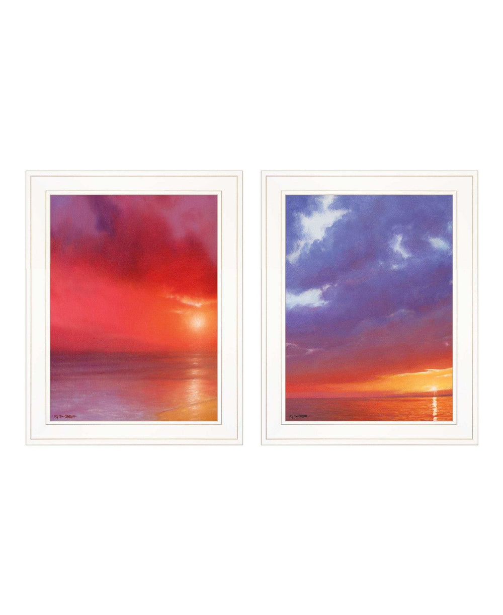 Set Of Two Sunset White Framed Print Wall Art - Homeroots - Flyclothing LLC