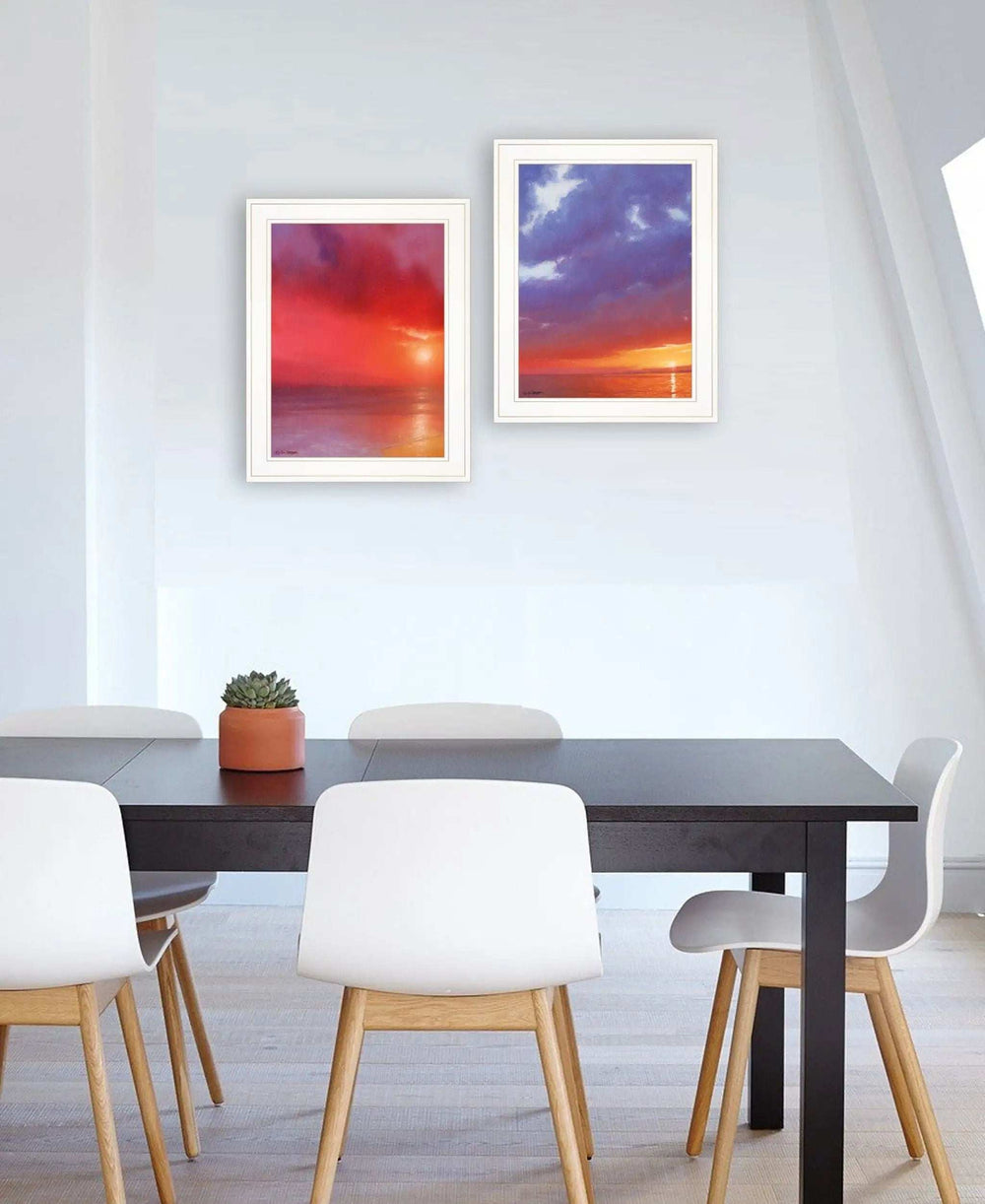 Set Of Two Sunset White Framed Print Wall Art - Homeroots - Flyclothing LLC