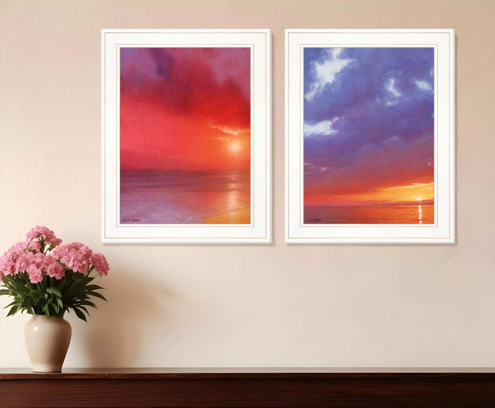 Set Of Two Sunset White Framed Print Wall Art - Homeroots - Flyclothing LLC