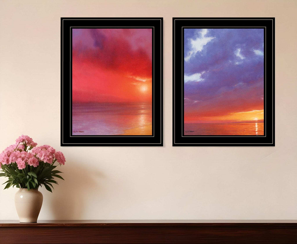 Set Of Two Sunset Black Framed Print Wall Art - Homeroots - Flyclothing LLC