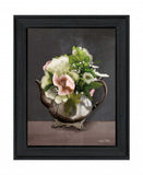 Vintage Floral Tea Pot 1 Black Framed Print Kitchen Wall Art - Homeroots - Flyclothing LLC