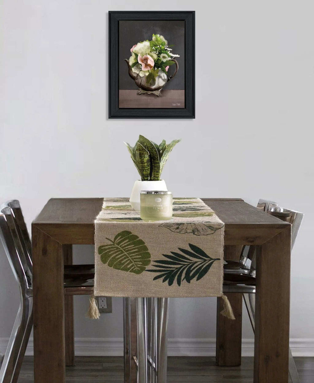 Vintage Floral Tea Pot 1 Black Framed Print Kitchen Wall Art - Homeroots - Flyclothing LLC