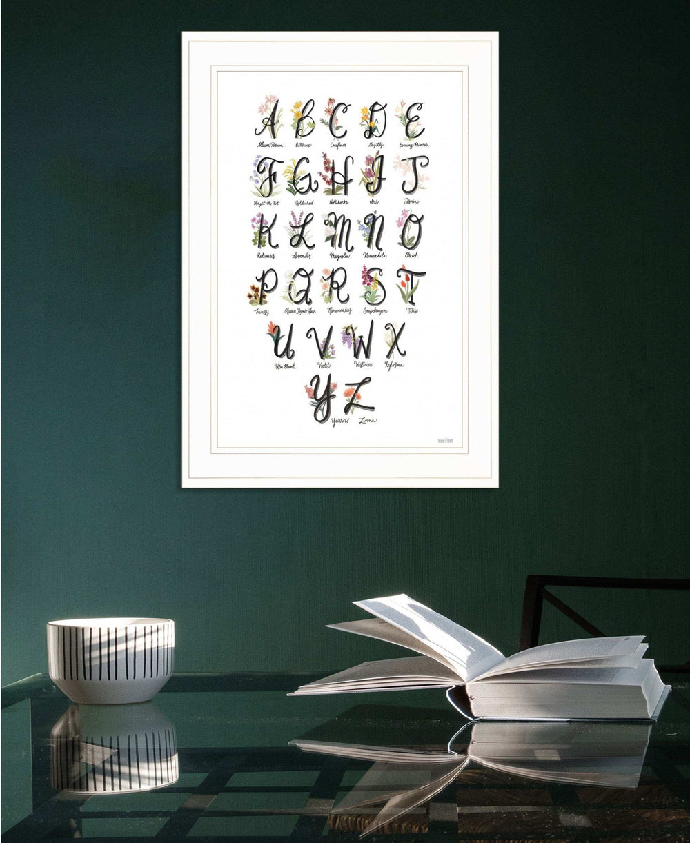 Flower Alphabet 1 White Framed Print Wall Art - Homeroots - Flyclothing LLC