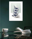 Tea Tower Blue 1 White Framed Print Kitchen Wall Art - Homeroots - Flyclothing LLC