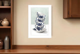 Tea Tower Blue 1 White Framed Print Kitchen Wall Art - Homeroots - Flyclothing LLC