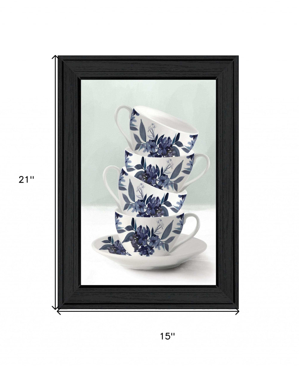 Tea Tower Blue 2 Black Framed Print Kitchen Wall Art - Homeroots - Flyclothing LLC