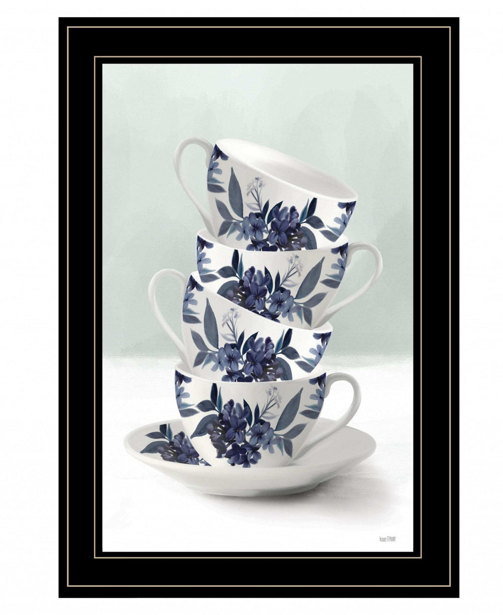 Tea Tower Blue 3 Black Framed Print Kitchen Wall Art - Homeroots - Flyclothing LLC