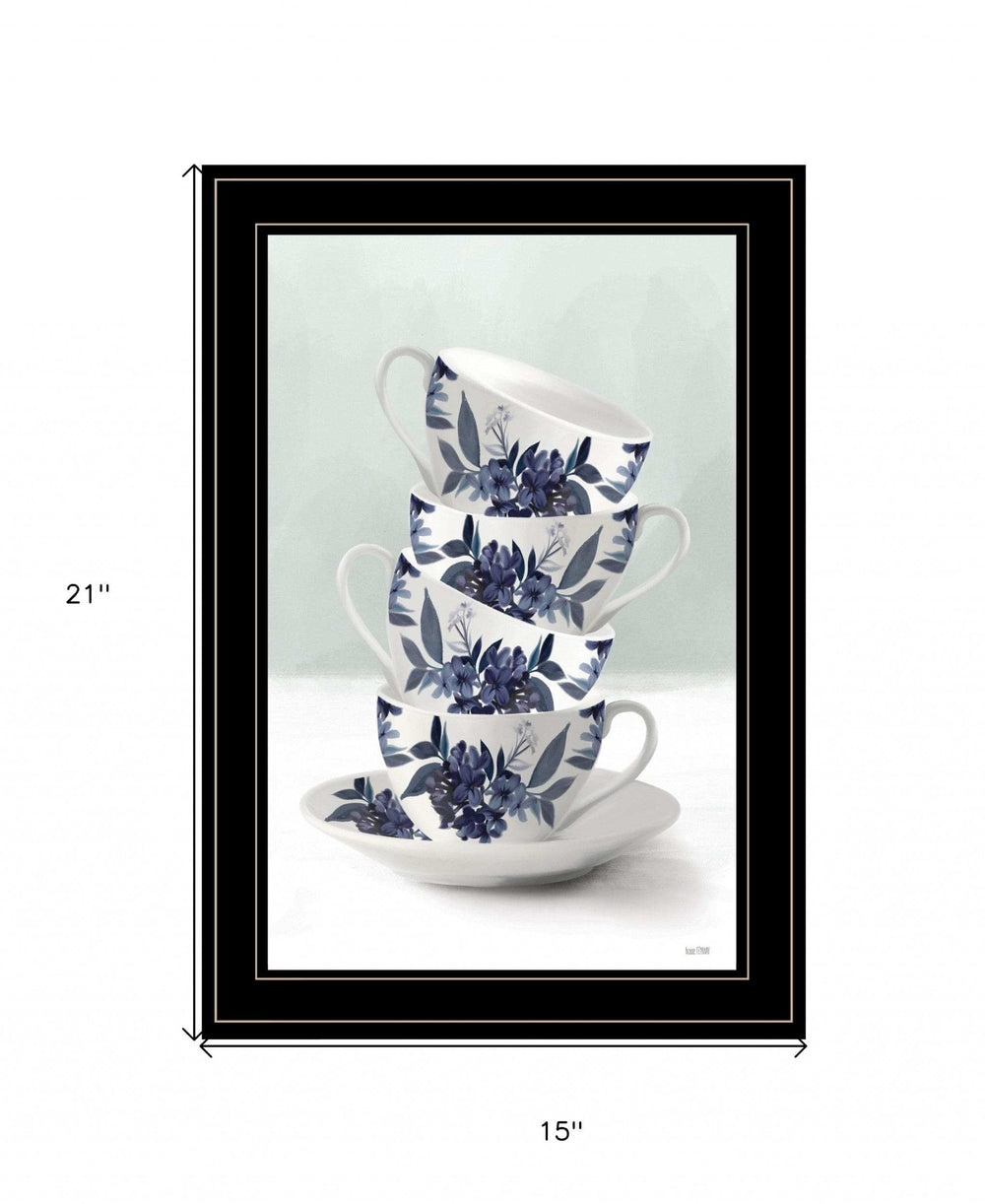 Tea Tower Blue 3 Black Framed Print Kitchen Wall Art - Homeroots - Flyclothing LLC