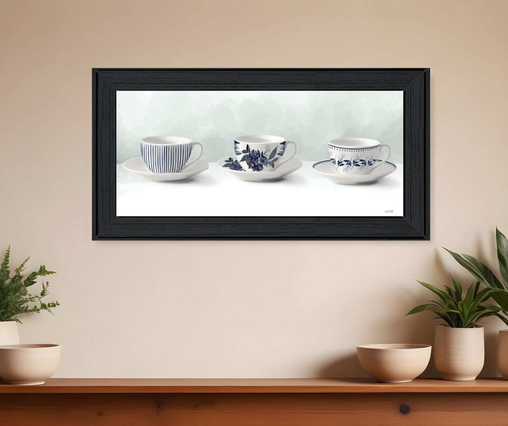 Cups and Saucers 2 Black Framed Print Wall Art - Homeroots - Flyclothing LLC