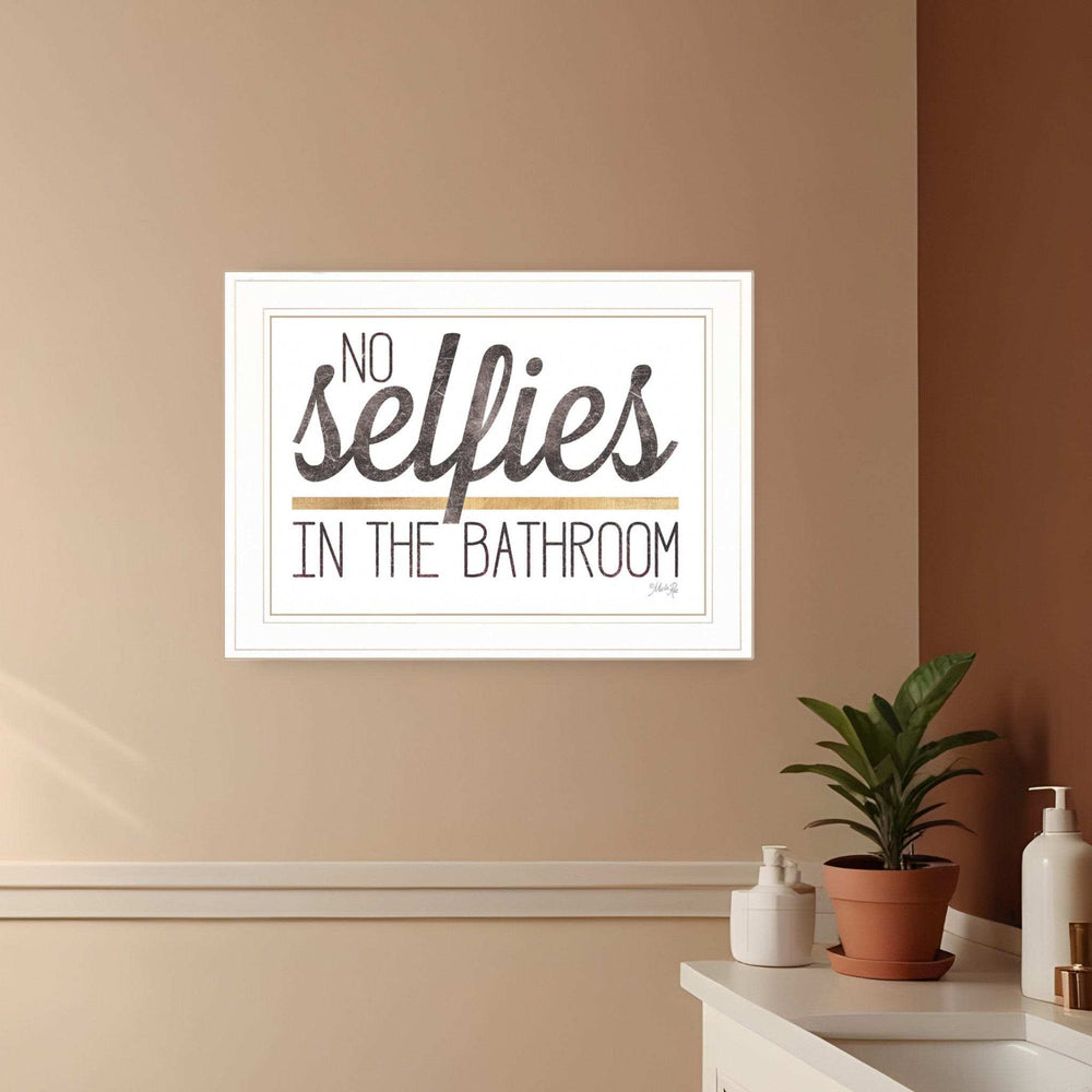 No Selfies in the Bathroom 5 White Framed Print Bathroom Wall Art - Homeroots - Flyclothing LLC