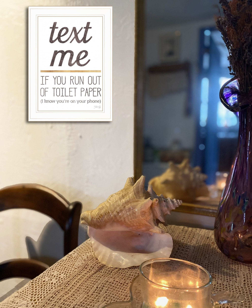 Text Me if You Run Out of Toilet Paper 2 White Framed Print Wall Art - Homeroots - Flyclothing LLC