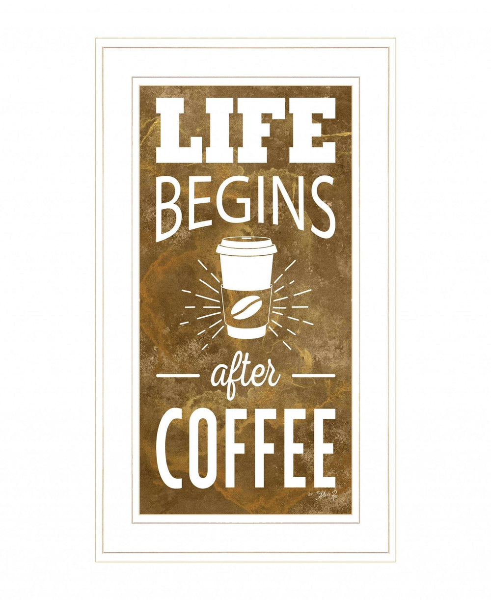 Life Begins after Coffee 2 White Framed Print Wall Art - Homeroots - Flyclothing LLC