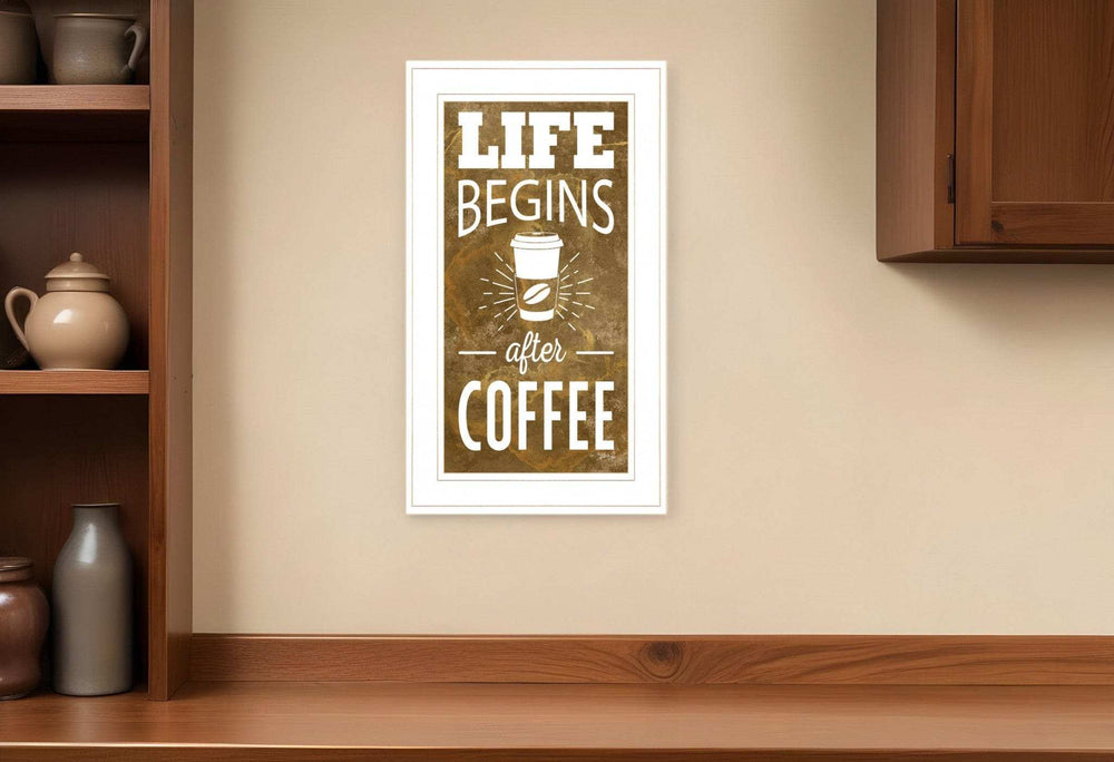Life Begins after Coffee 2 White Framed Print Wall Art - Homeroots - Flyclothing LLC