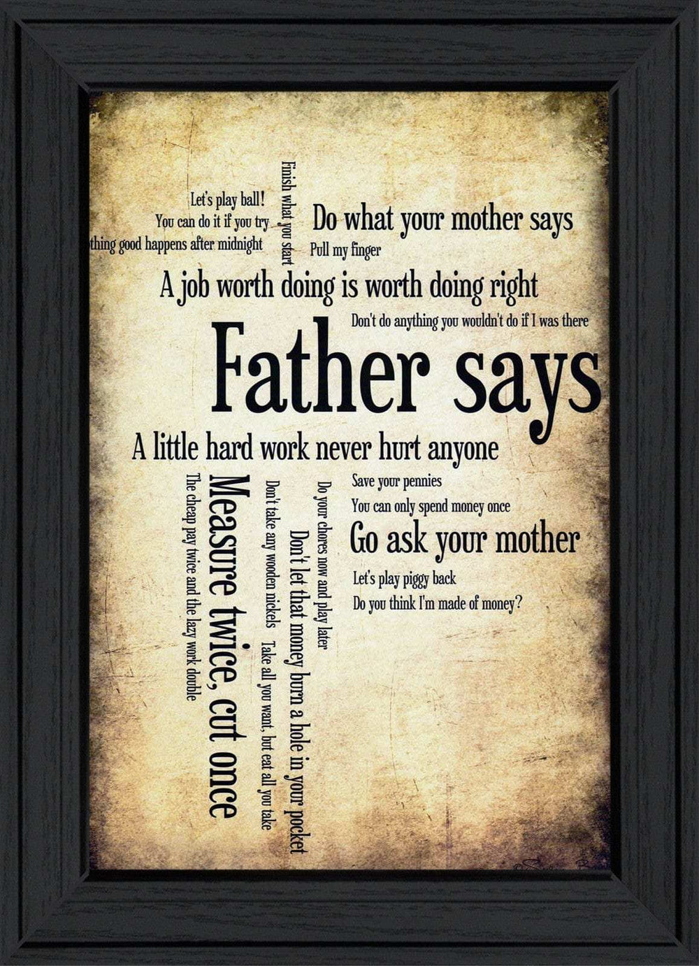 Father Says Black Framed Print Wall Art - Homeroots - Flyclothing LLC