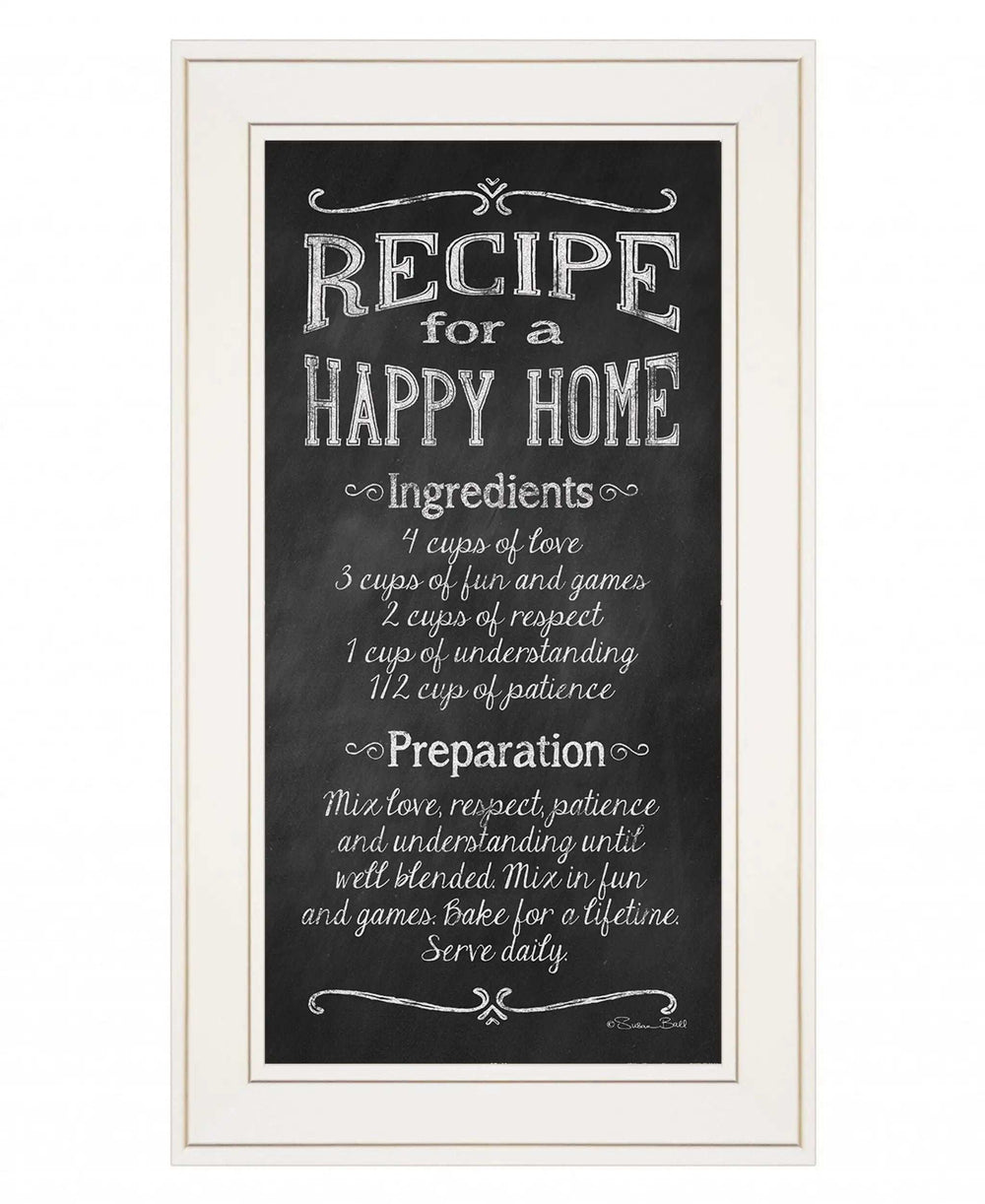 Recipe for a Happy Home 1 White Framed Print Wall Art - Homeroots - Flyclothing LLC