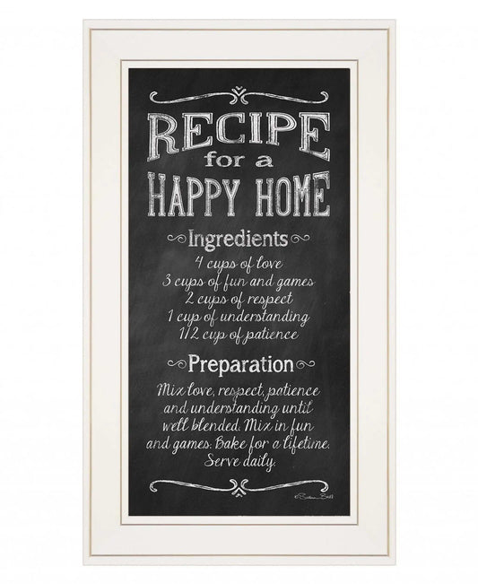 Recipe for a Happy Home 1 White Framed Print Wall Art - Homeroots - Flyclothing LLC