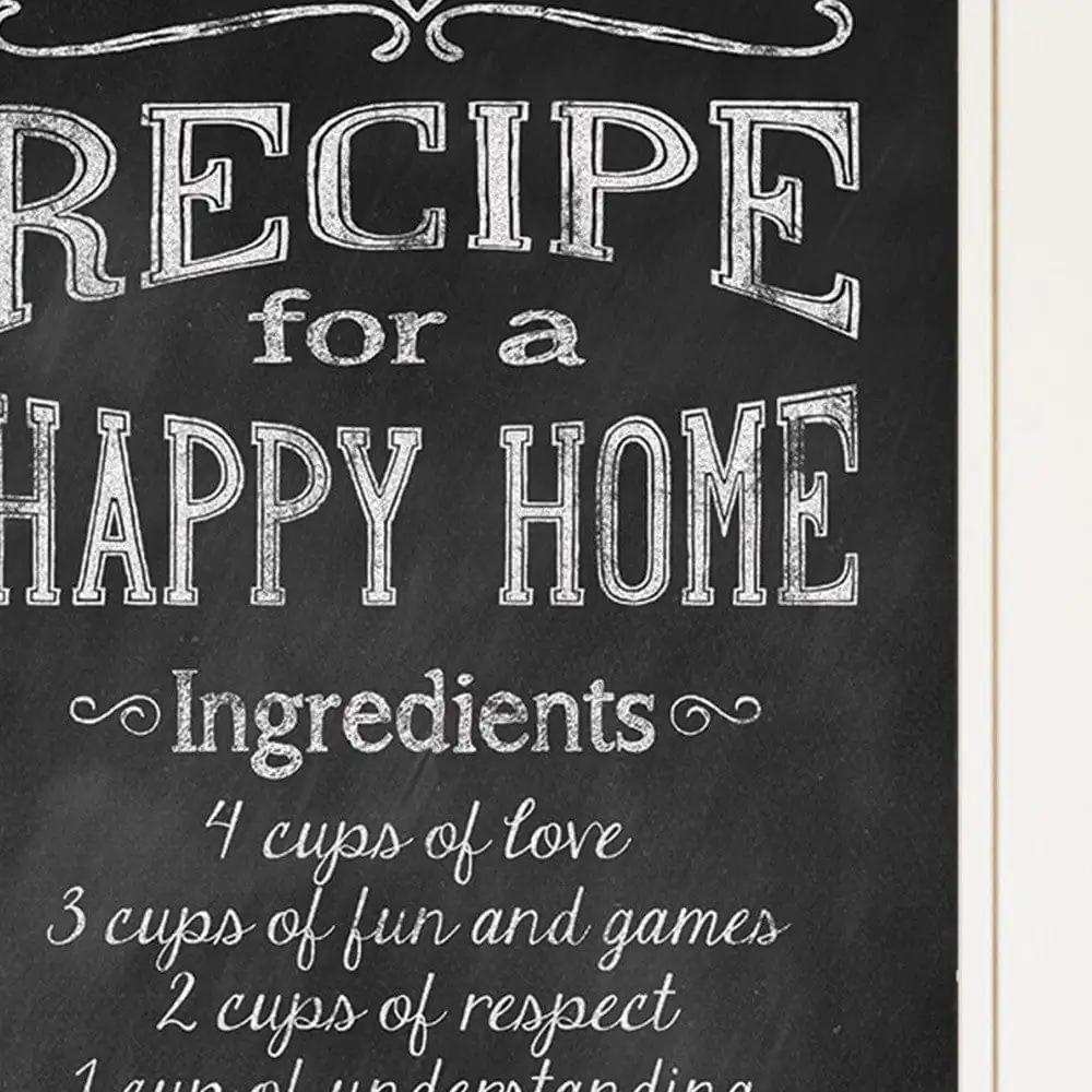 Recipe for a Happy Home 1 White Framed Print Wall Art - Homeroots - Flyclothing LLC