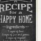 Recipe for a Happy Home 1 White Framed Print Wall Art - Homeroots - Flyclothing LLC