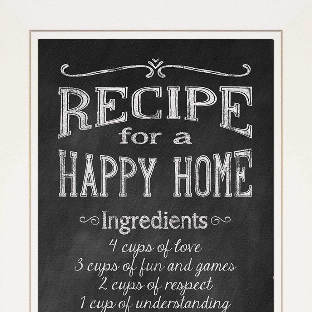 Recipe for a Happy Home 1 White Framed Print Wall Art - Homeroots - Flyclothing LLC