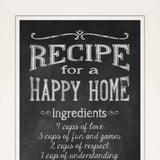 Recipe for a Happy Home 1 White Framed Print Wall Art - Homeroots - Flyclothing LLC