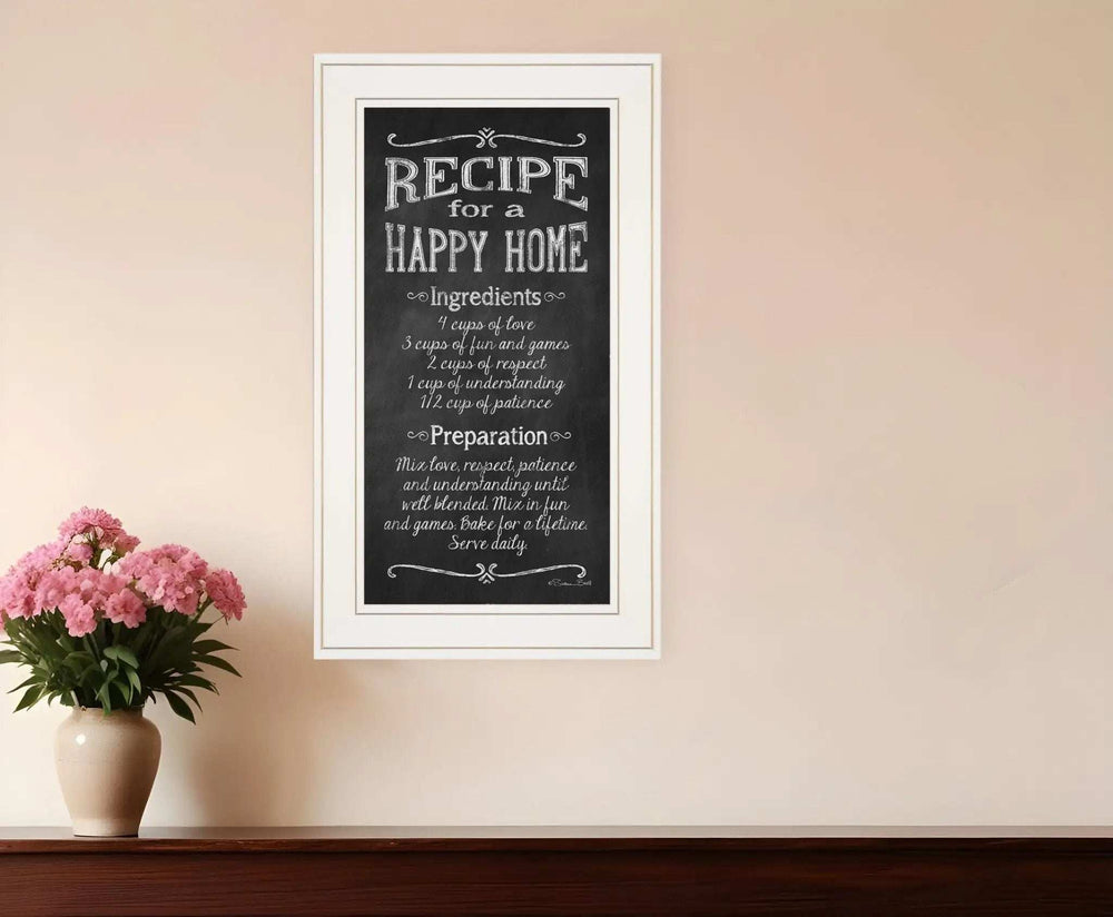 Recipe for a Happy Home 1 White Framed Print Wall Art - Homeroots - Flyclothing LLC